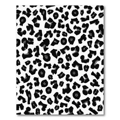 Black White Abstract Floral Scatter Rug