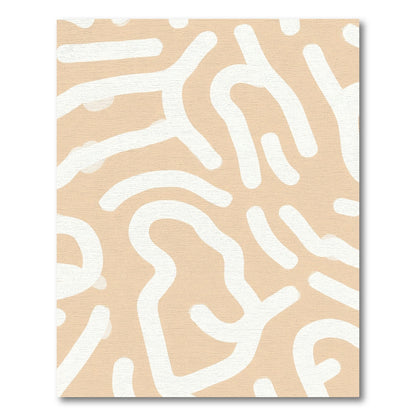 Beige White Abstract Flowing Lines Rug