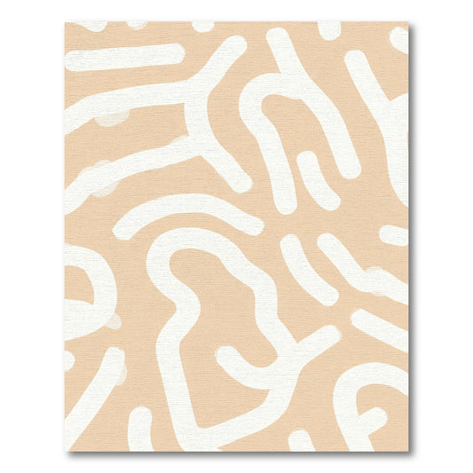 Beige White Abstract Flowing Lines Rug