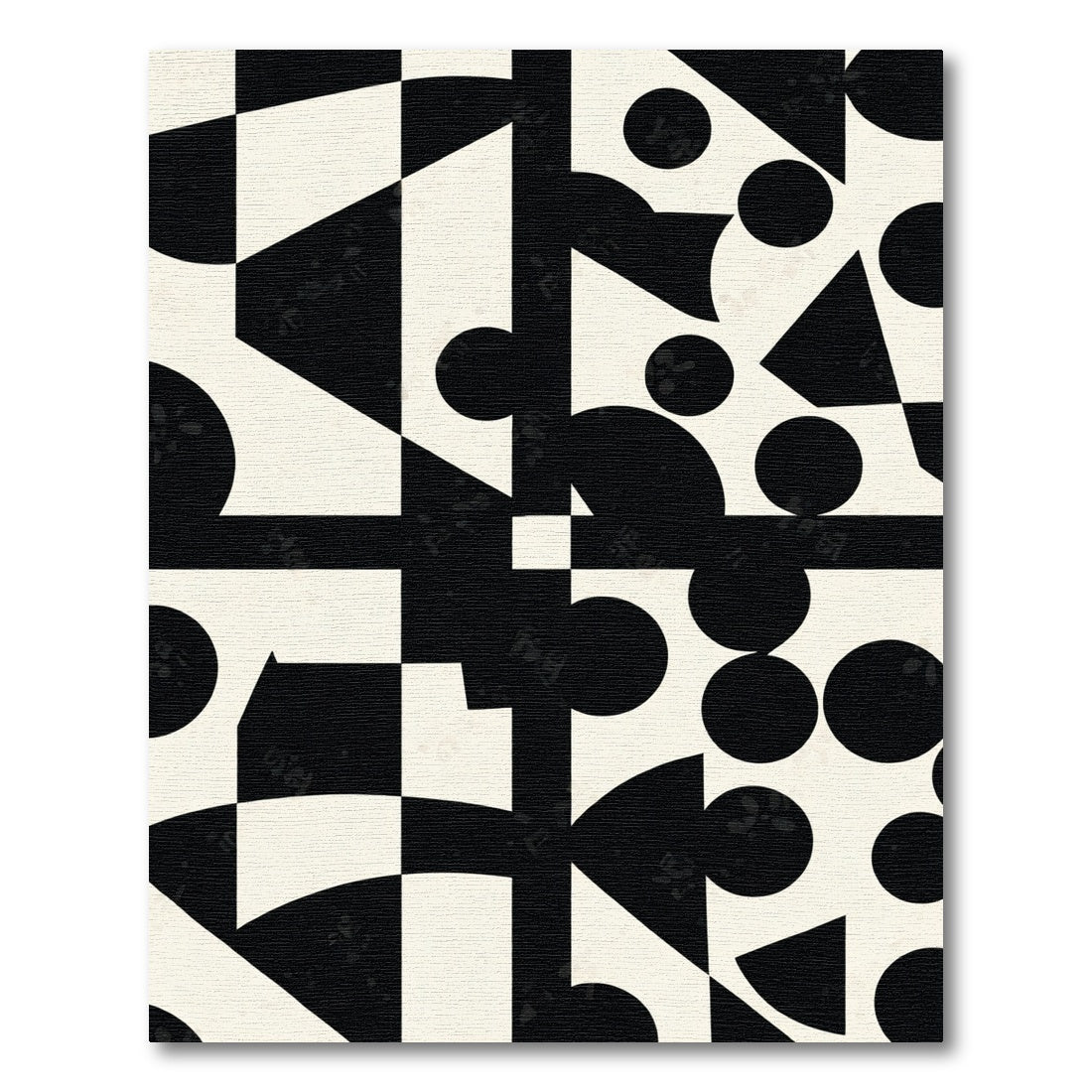 Black and Cream Geometric Abstracts Rug