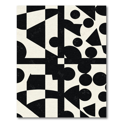 Black and Cream Geometric Abstracts Rug