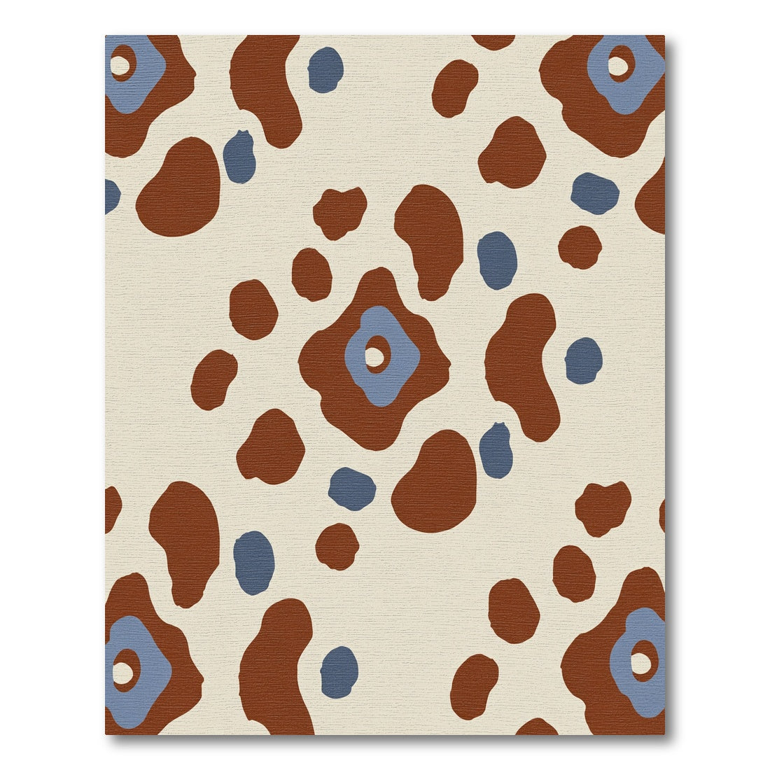 Abstract Tan Brown Blue Bloom Rug