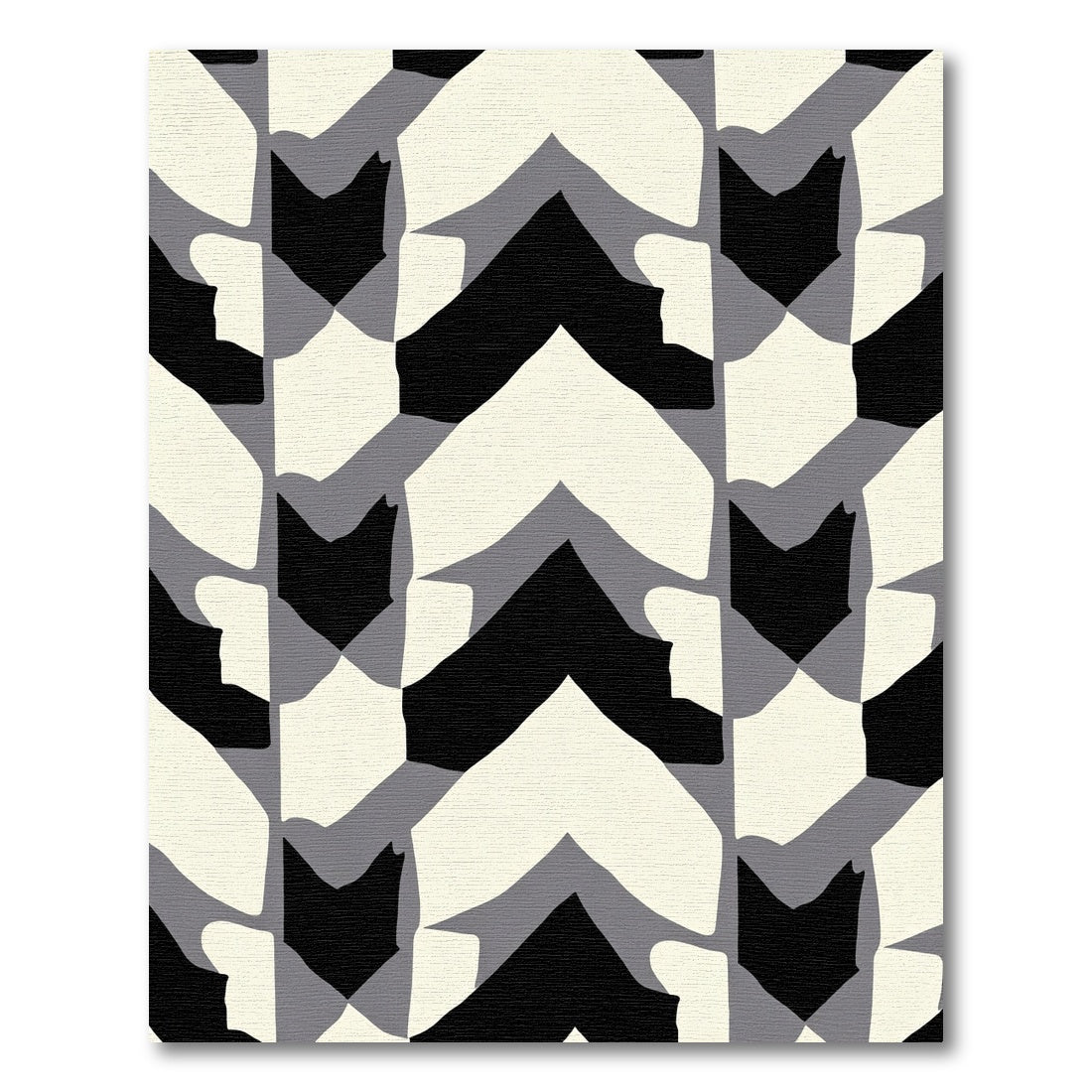 Monochrome Abstract Chevron Composition Rug
