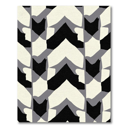 Monochrome Abstract Chevron Composition Rug