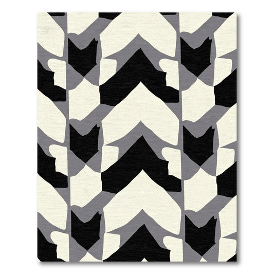 Monochrome Abstract Chevron Composition Rug