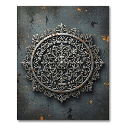 Silver Ornate Floral Mandala Rug