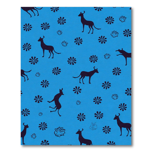 Silhouette Dogs And Flowers Blue Rug