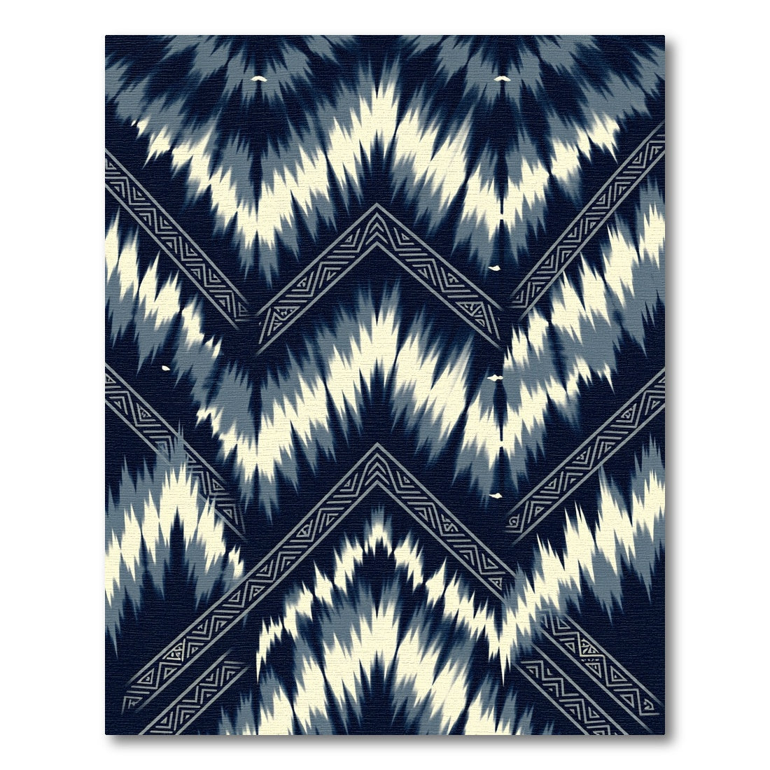 Navy Cream Chevron Jagged Stripe Rug