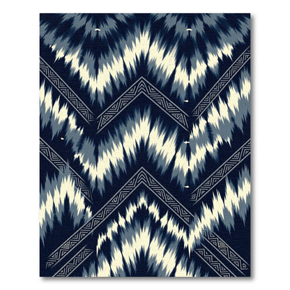 Navy Cream Chevron Jagged Stripe Rug