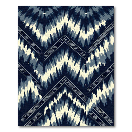 Navy Cream Chevron Jagged Stripe Rug