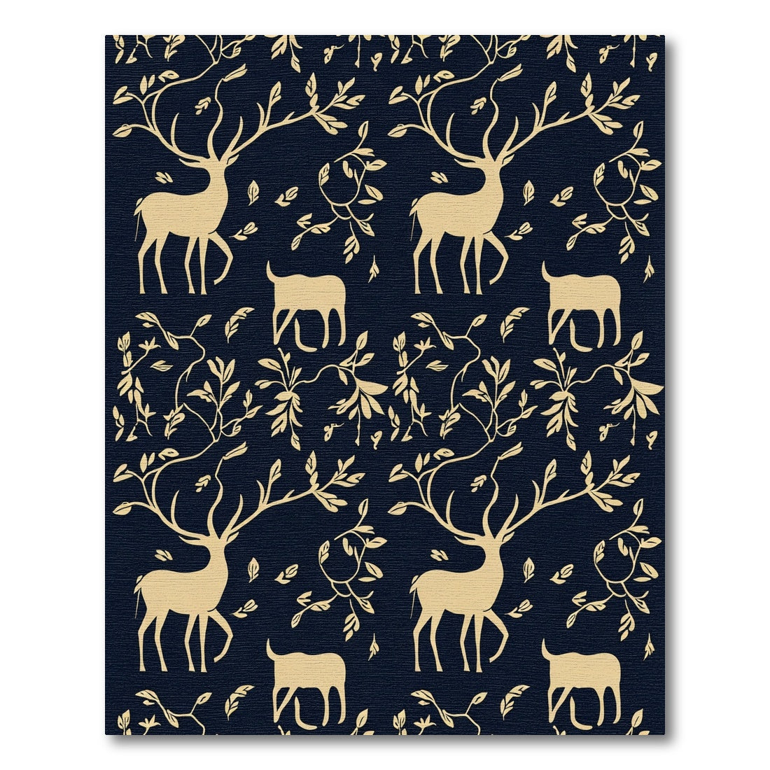 Golden Deer Forest Silhouette Arrangement Rug