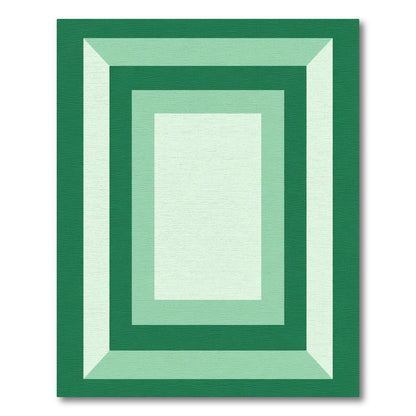 Geometric Nested Squares Green Rug