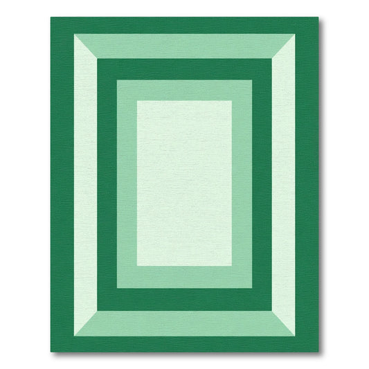 Geometric Nested Squares Green Rug