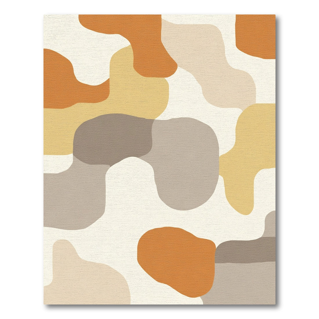 Abstract Organic Shapes Ochre Gray Flowing Rug