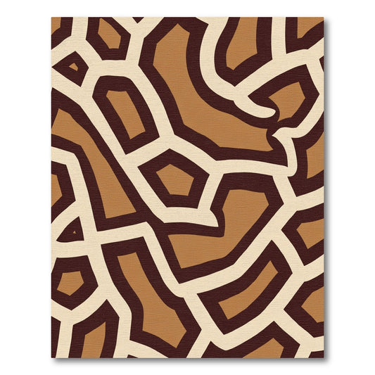 Brown Beige Abstract Organic Shapes Rug
