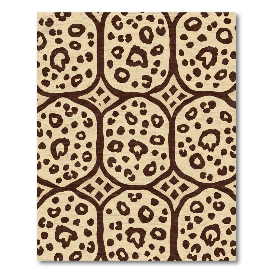 Brown Taupe Leopard Spots Grid Rug