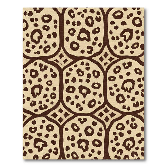 Brown Taupe Leopard Spots Grid Rug