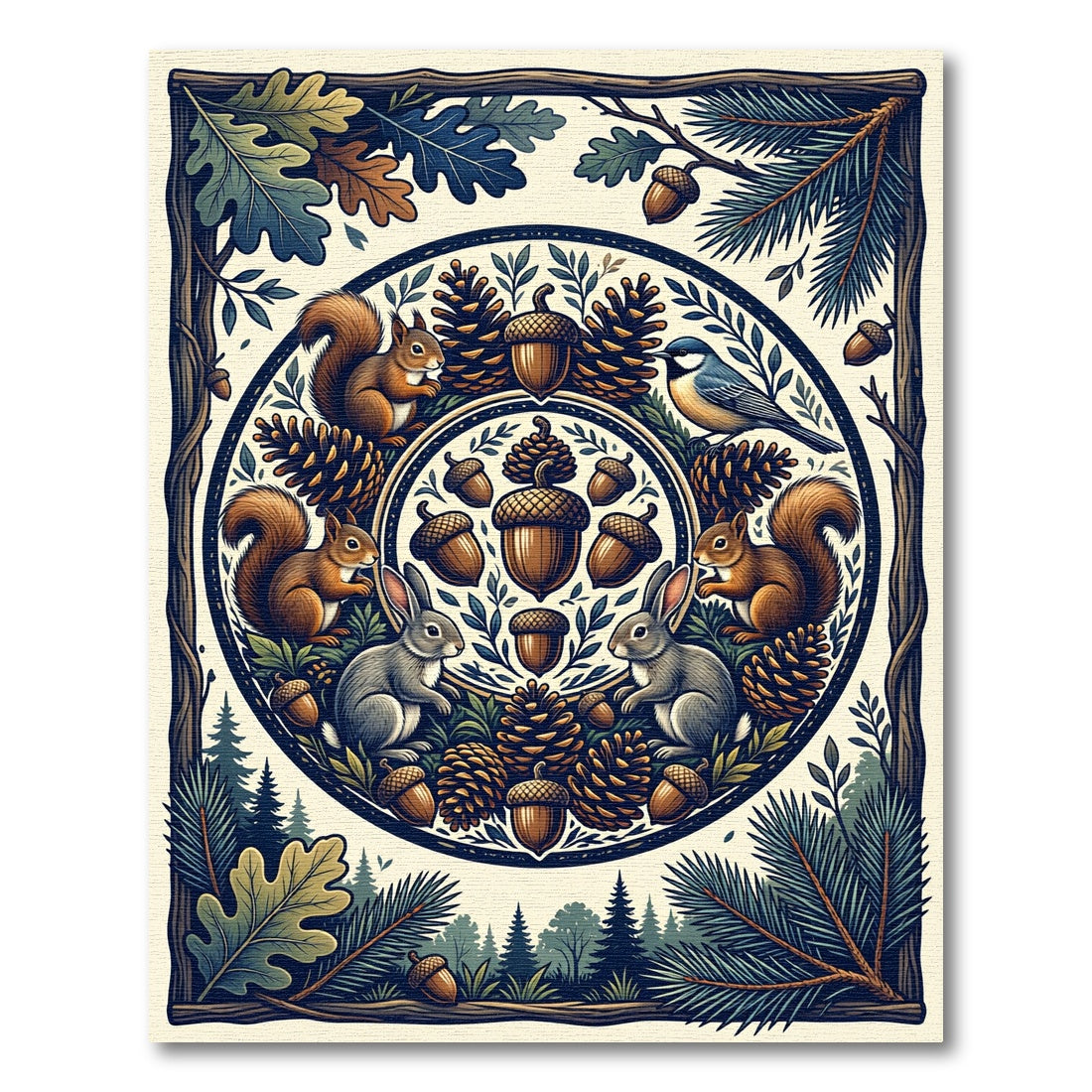 Whimsical Forest Creature Woodland Illustration Rug