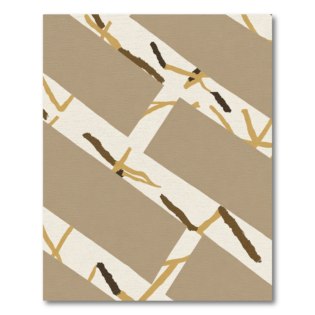 Earthy Tones Diagonal Brushstroke Geometric Rug