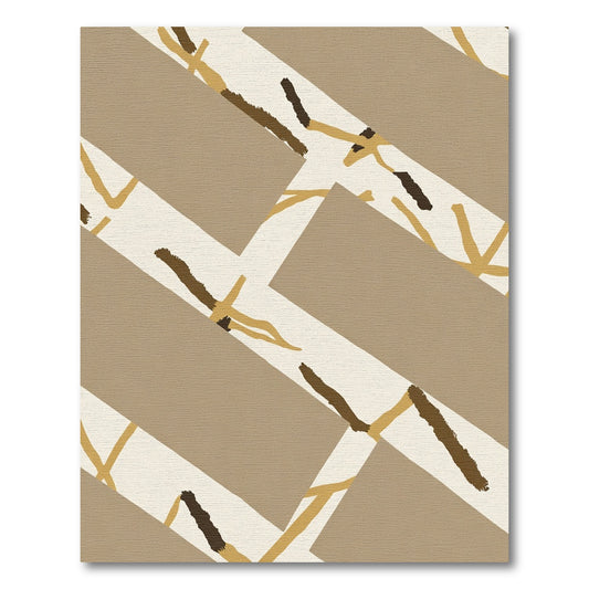 Earthy Tones Diagonal Brushstroke Geometric Rug