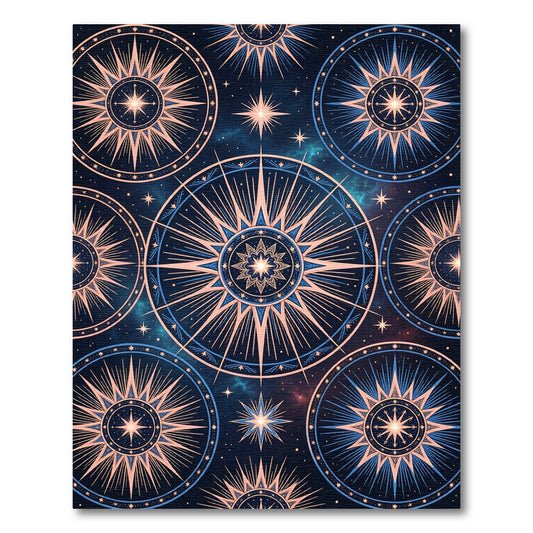 Celestial Navy Gold Starry Compass Rug