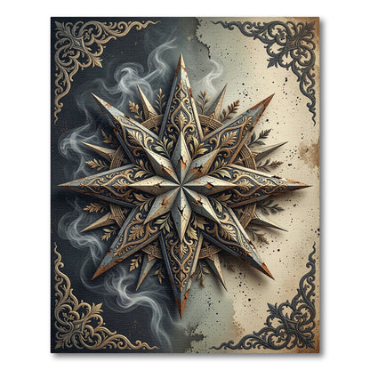 Gilded Ornate Star Astral Smoke Illustration Rug