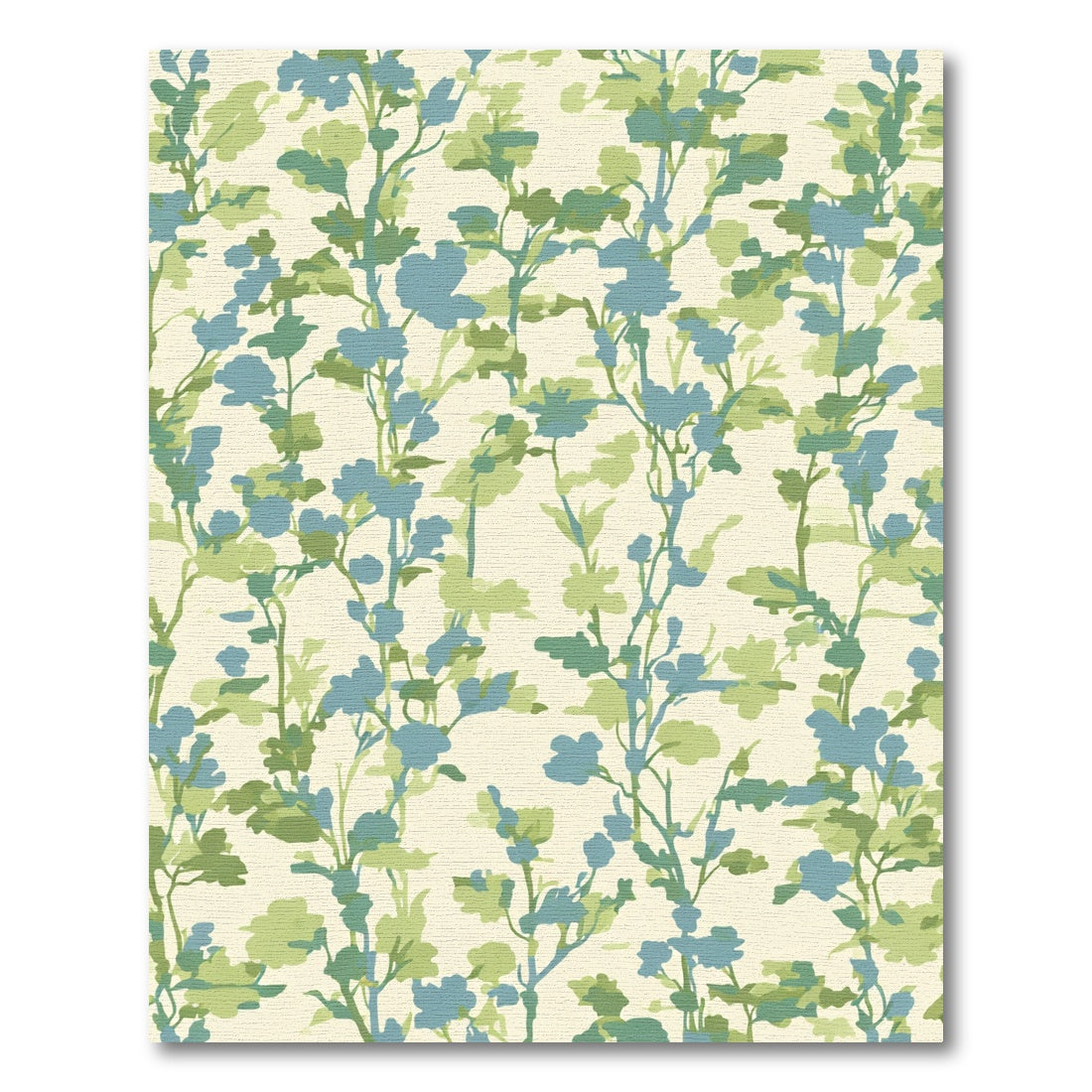 Verdant Blue Floral Garden Wallpaper Rug