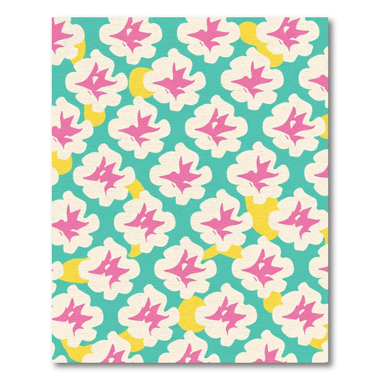 Turquoise Cream Pink Abstract Floral Overlay Rug