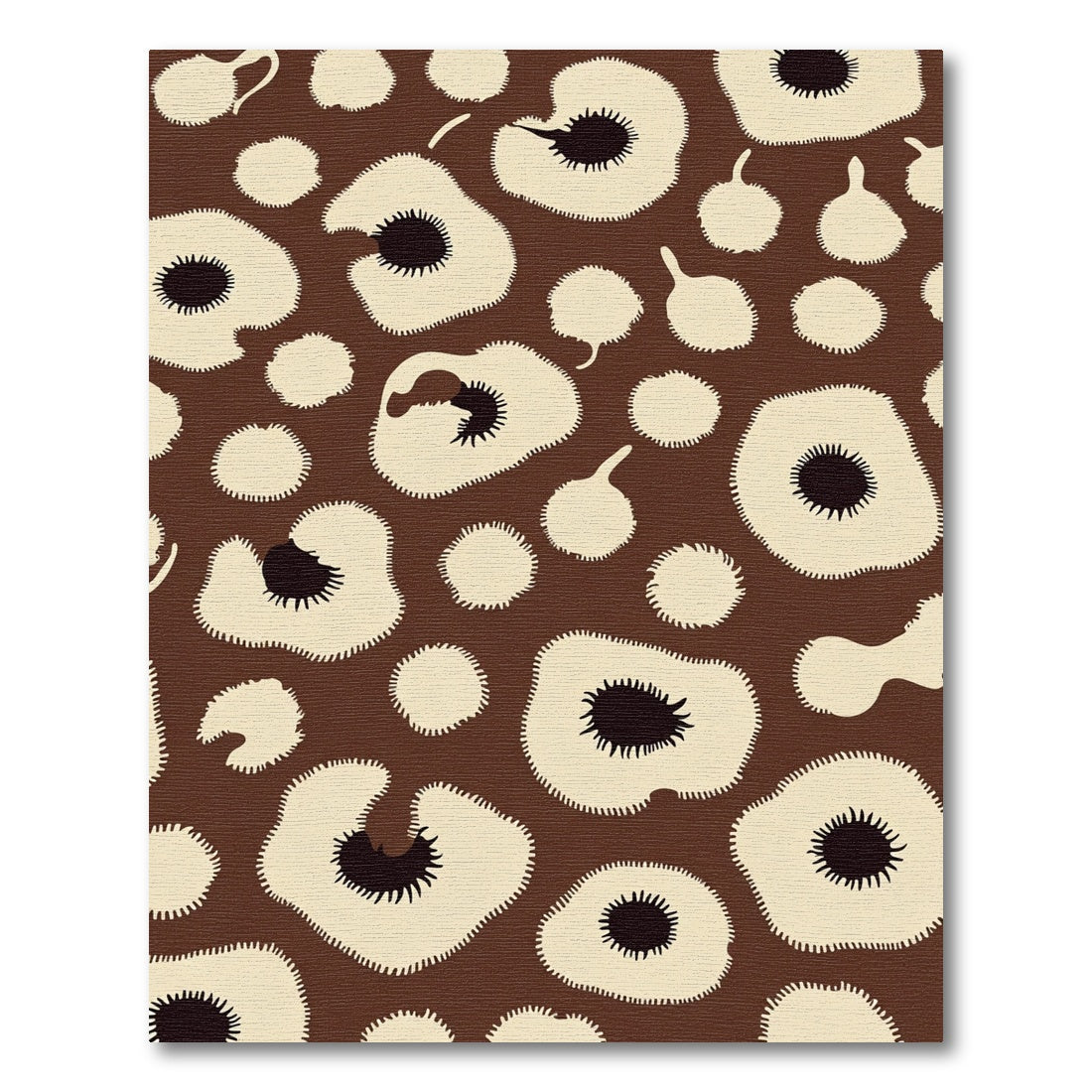 Brown and Cream Abstract Spot Rug