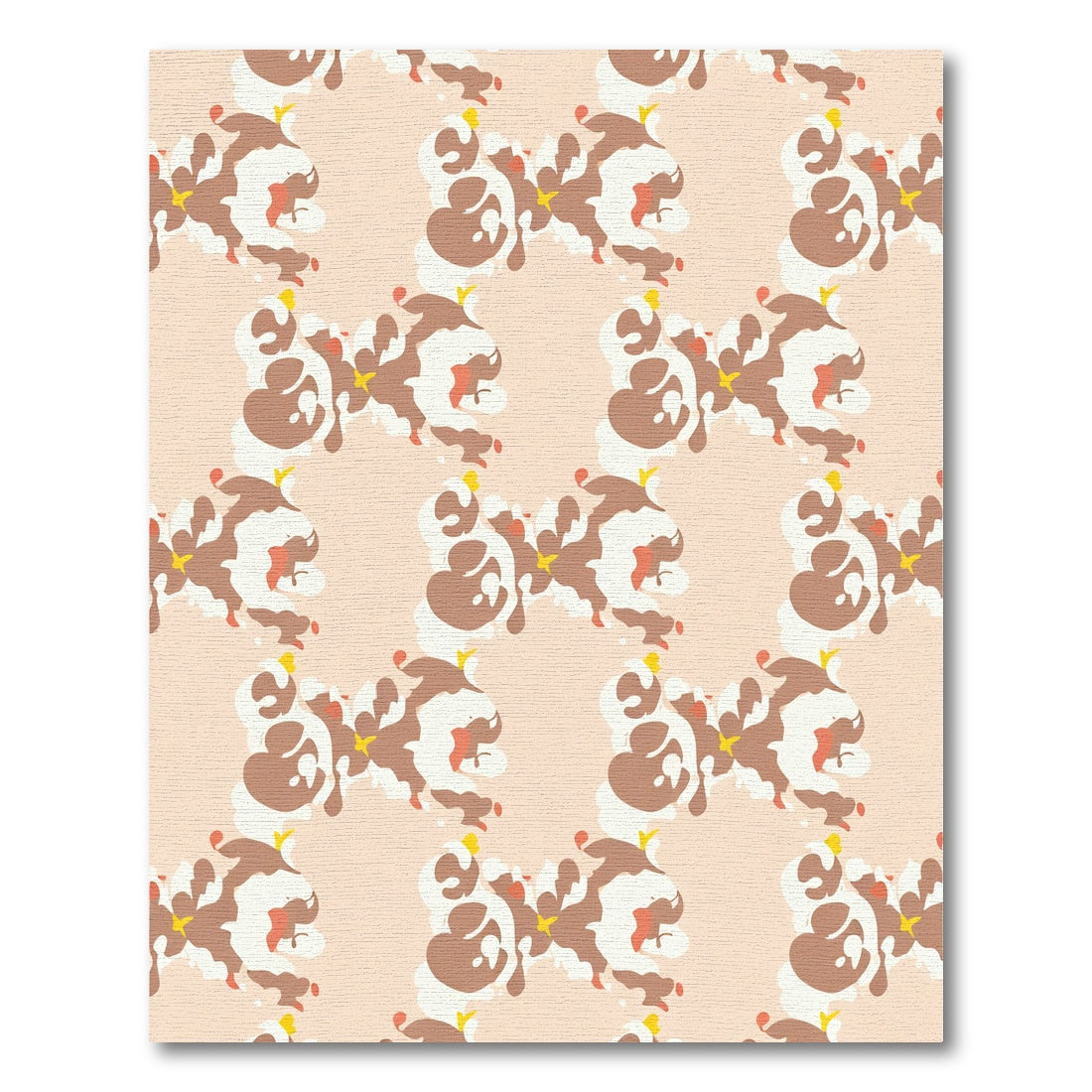 Brown White Abstract Organic Forms Rug
