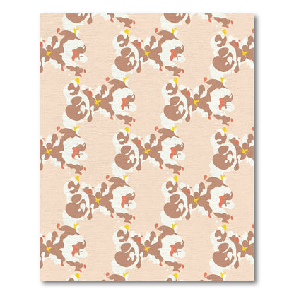 Brown White Abstract Organic Forms Rug