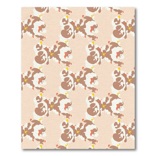 Brown White Abstract Organic Forms Rug
