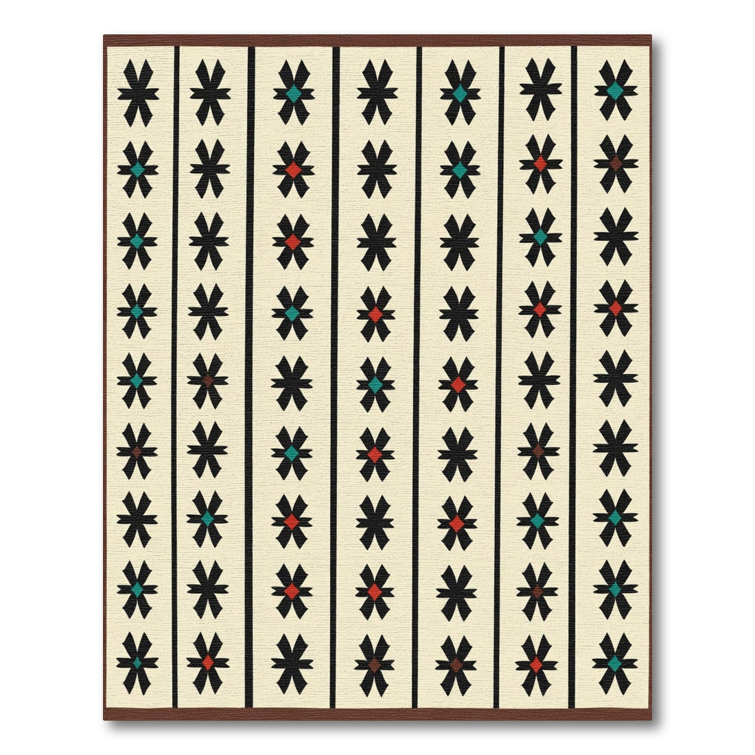 Alternating Black Star Diamond Shapes Rug