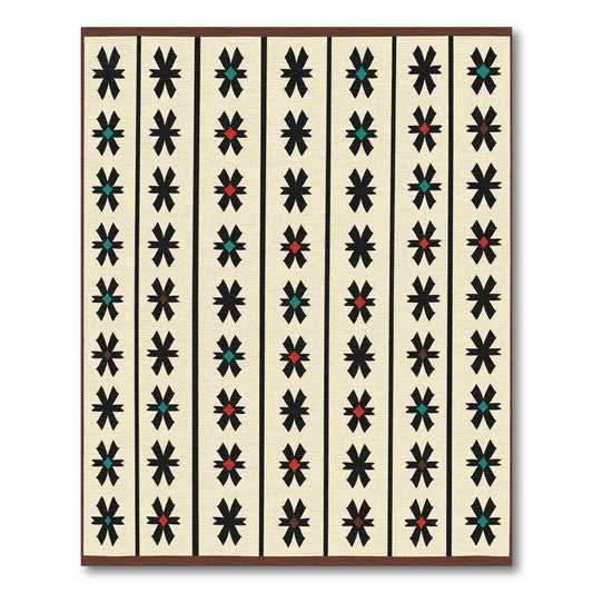 Alternating Black Star Diamond Shapes Rug