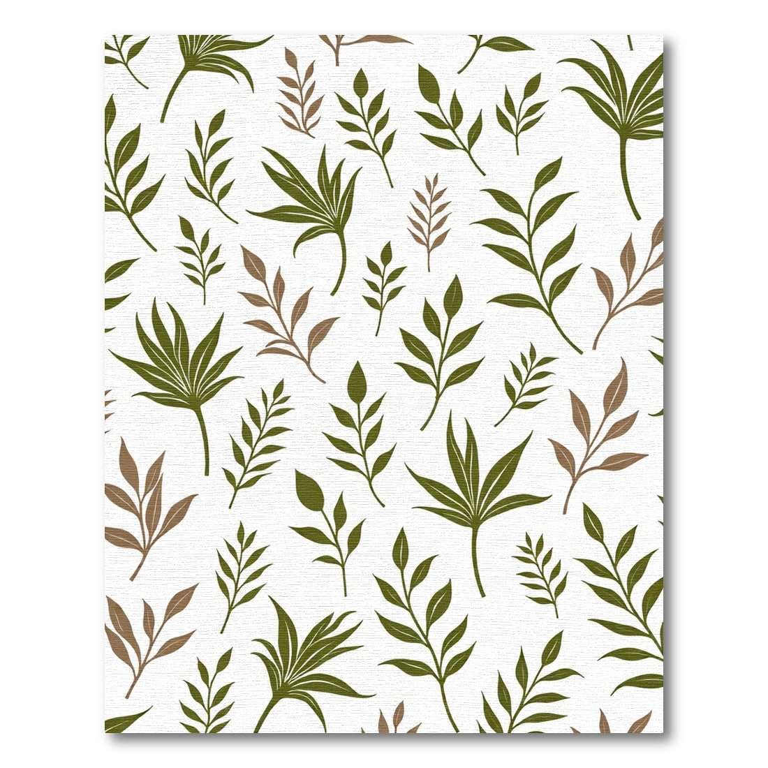 Olive Green Branch Foliage Arrangement Rug