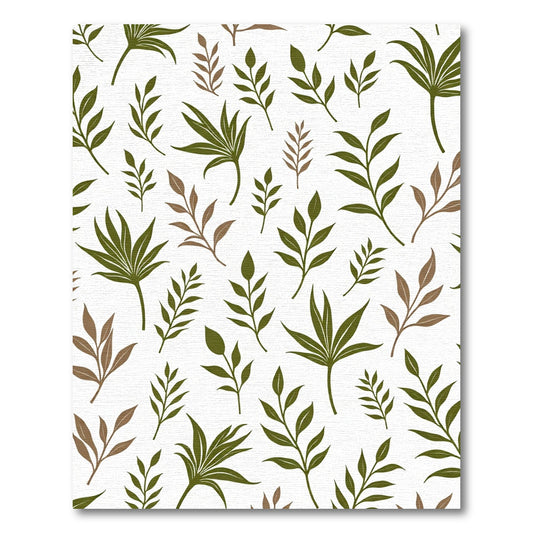 Olive Green Branch Foliage Arrangement Rug