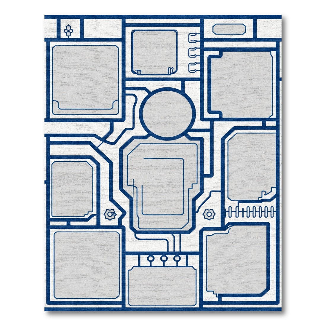 Geometric Blueprint Technology Abstract Rug