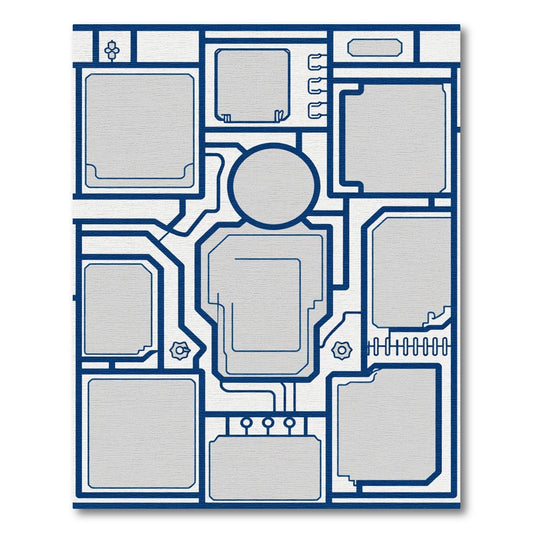 Geometric Blueprint Technology Abstract Rug