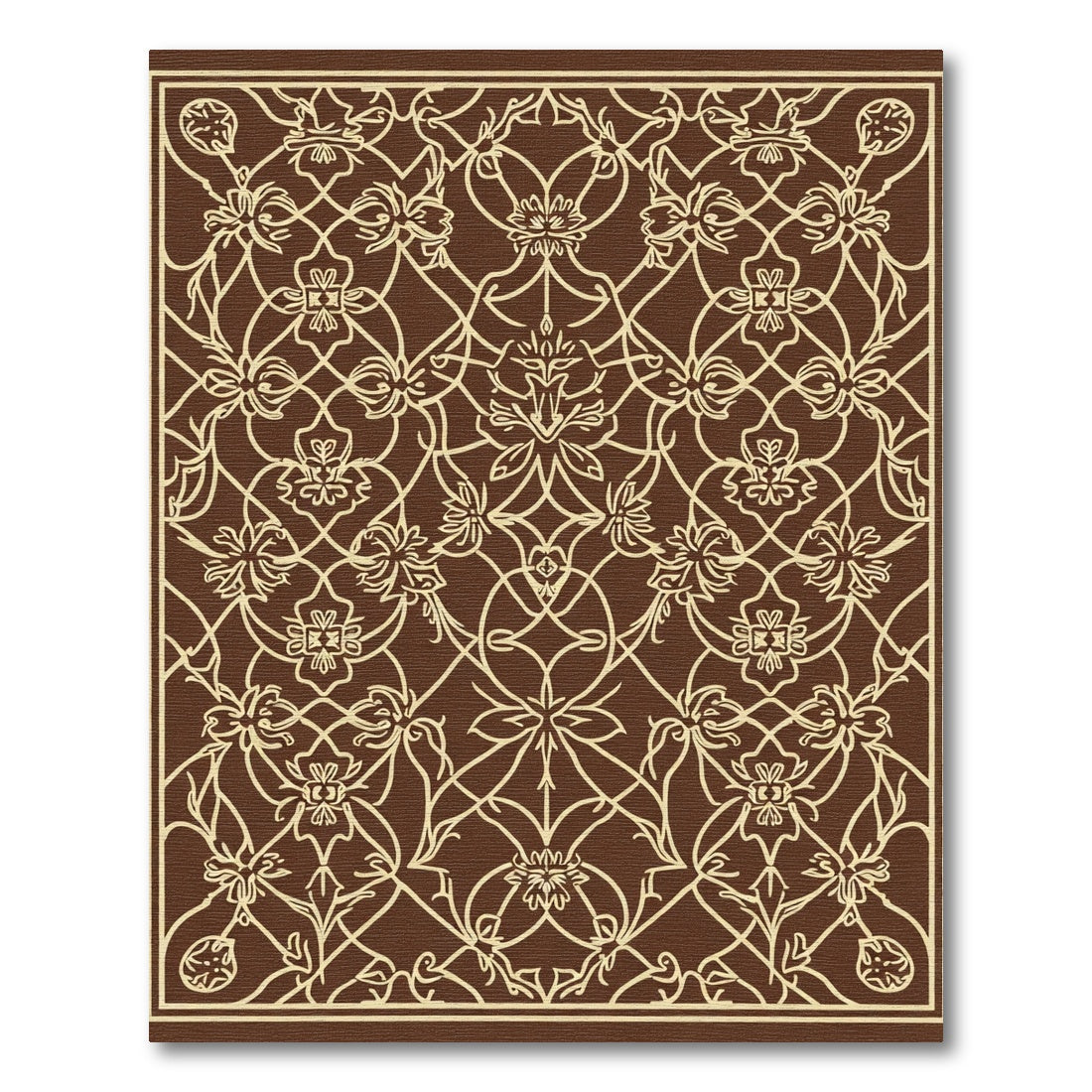 Cocoa Beige Floral Filigree Repeat Rug