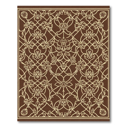 Cocoa Beige Floral Filigree Repeat Rug