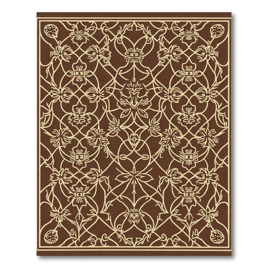 Cocoa Beige Floral Filigree Repeat Rug