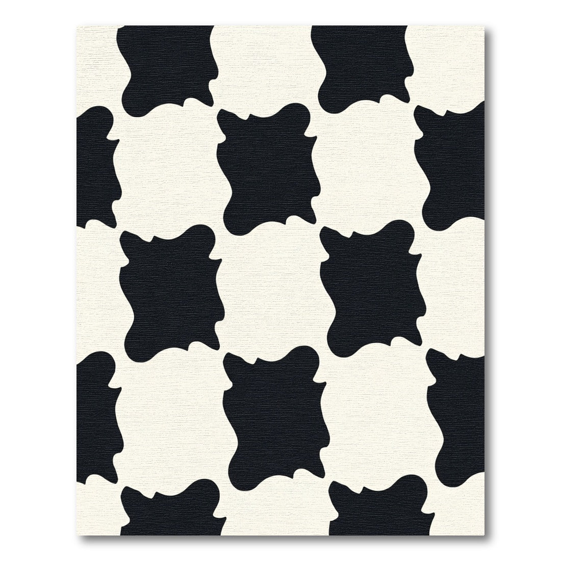 Bold Black White Organic Shapes Rug
