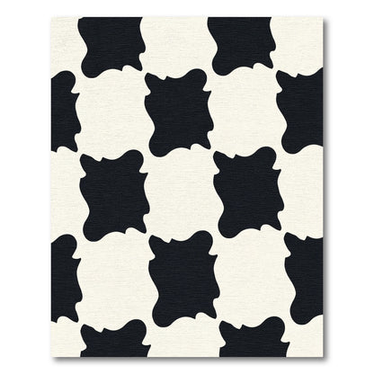 Bold Black White Organic Shapes Rug