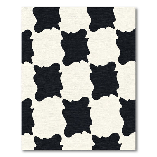 Bold Black White Organic Shapes Rug