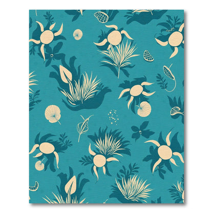 Aqua Foliage Sunburst Meadow Rug