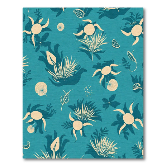 Aqua Foliage Sunburst Meadow Rug