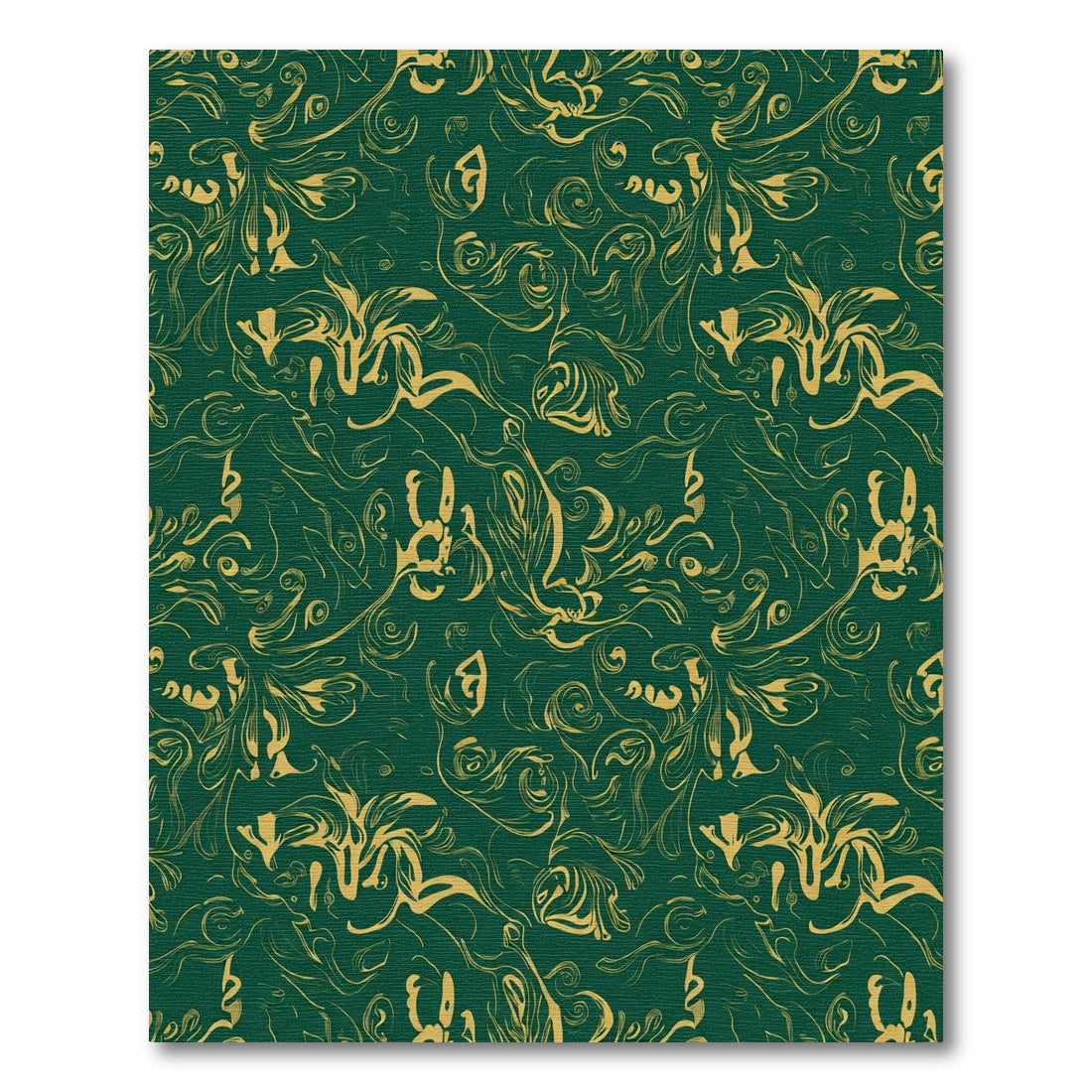 Emerald Gold Flourish Swirl Rug