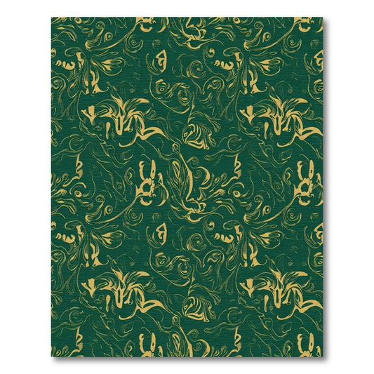 Emerald Gold Flourish Swirl Rug