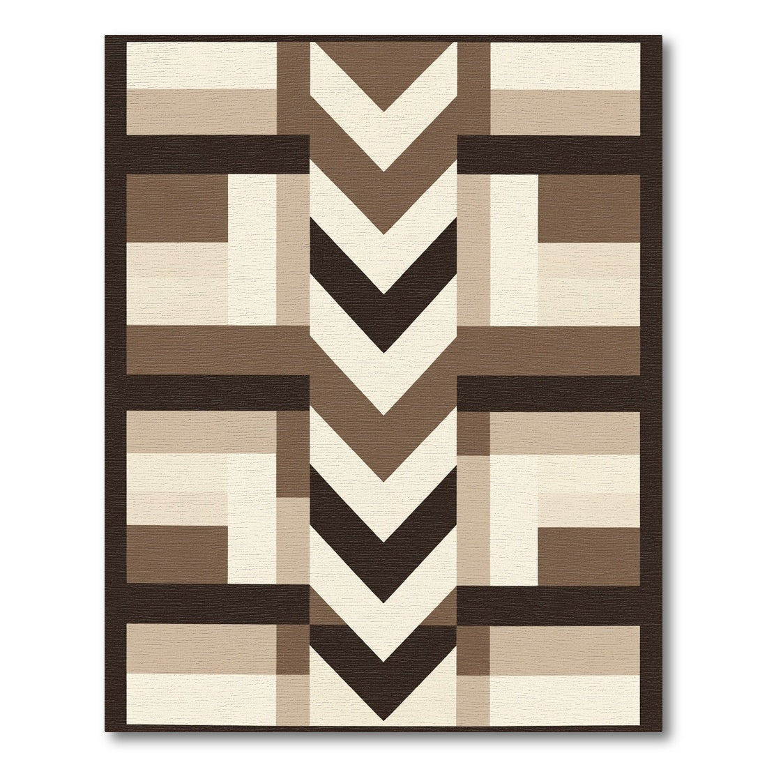 Earthy Tones Geometric Block Chevron Rug