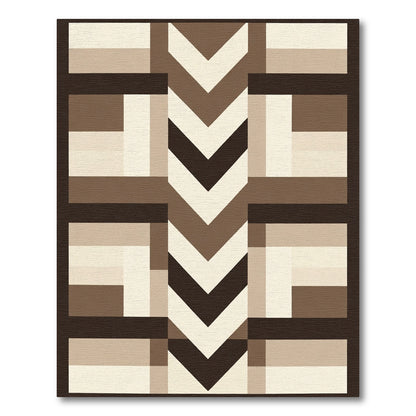 Earthy Tones Geometric Block Chevron Rug